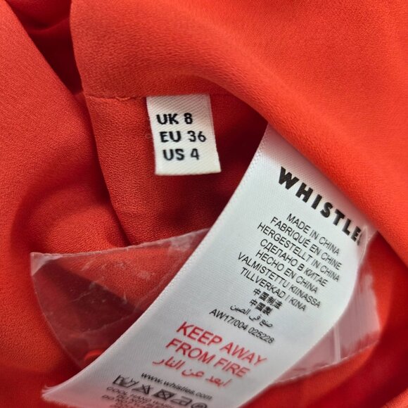 Whistles Raechelle Frill Sleeve Check Pattern Dress Size 4 - Picture 4 of 8